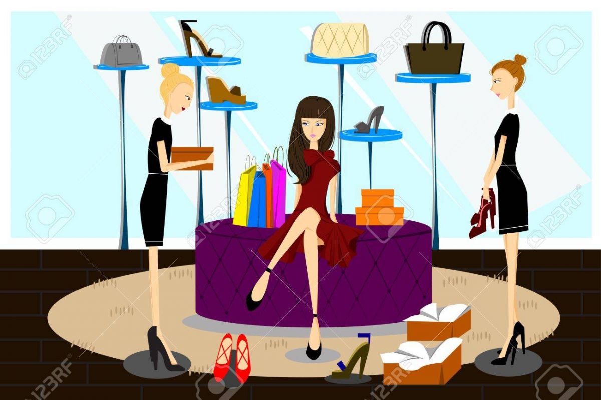 46611068-a-vector-illustration-of-women-shopping-for-shoes-in-a-shoes-store