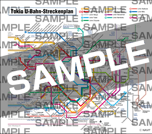 ナビット オンラインショップ 東京 地下鉄路線図 ドイツ語版a5サイズ 手帳やクリアファイルに入れて日常使いに最適 750px
