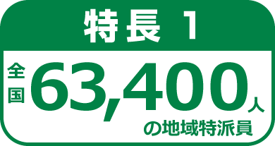 特長1.全国63,400人の地域特派員
