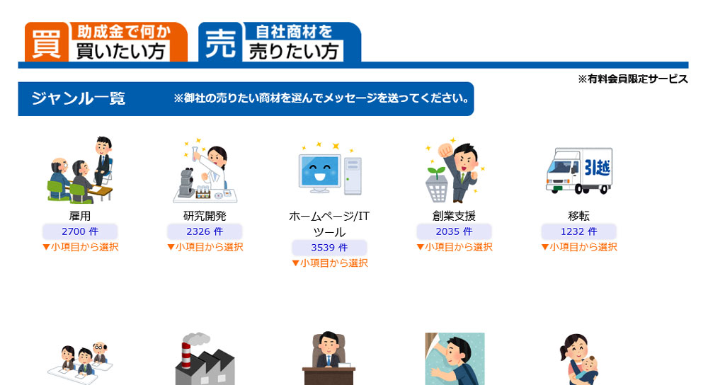 「売りたい企業」ページ