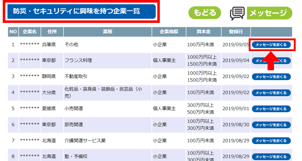 メッセージリスト