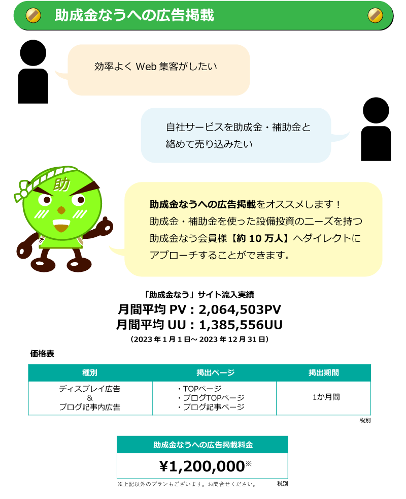 助成金なうへの広告掲載